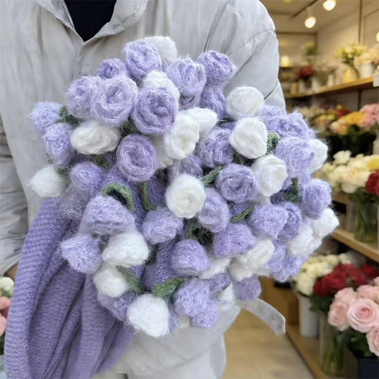 花束ブランケット グラデーション ローズブランケット 完成品 手編み