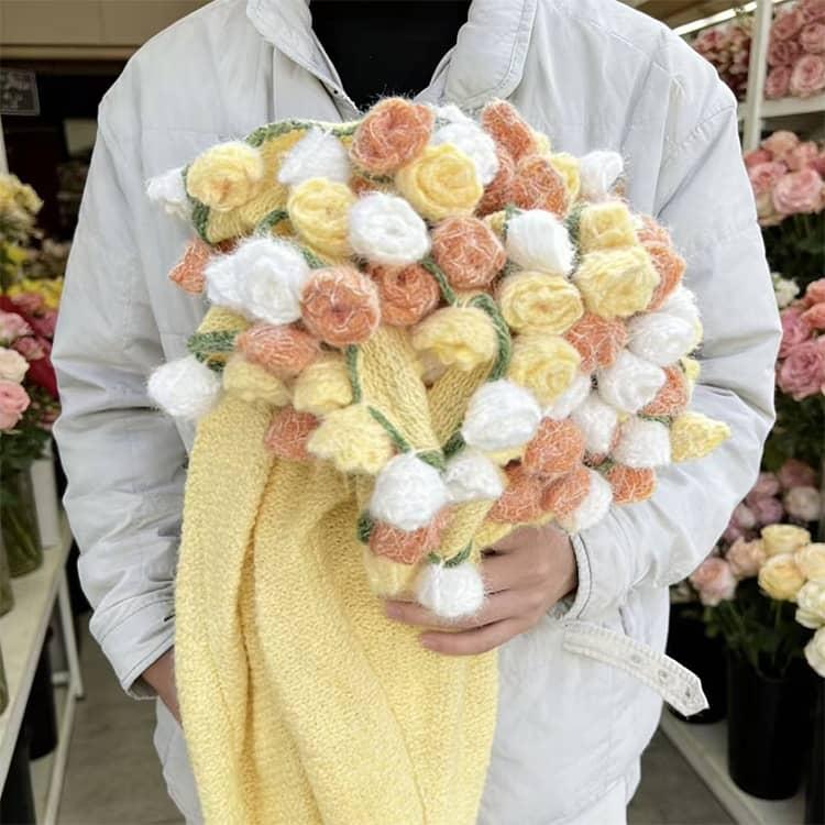 花束ブランケット グラデーション ローズブランケット 完成品 手編み