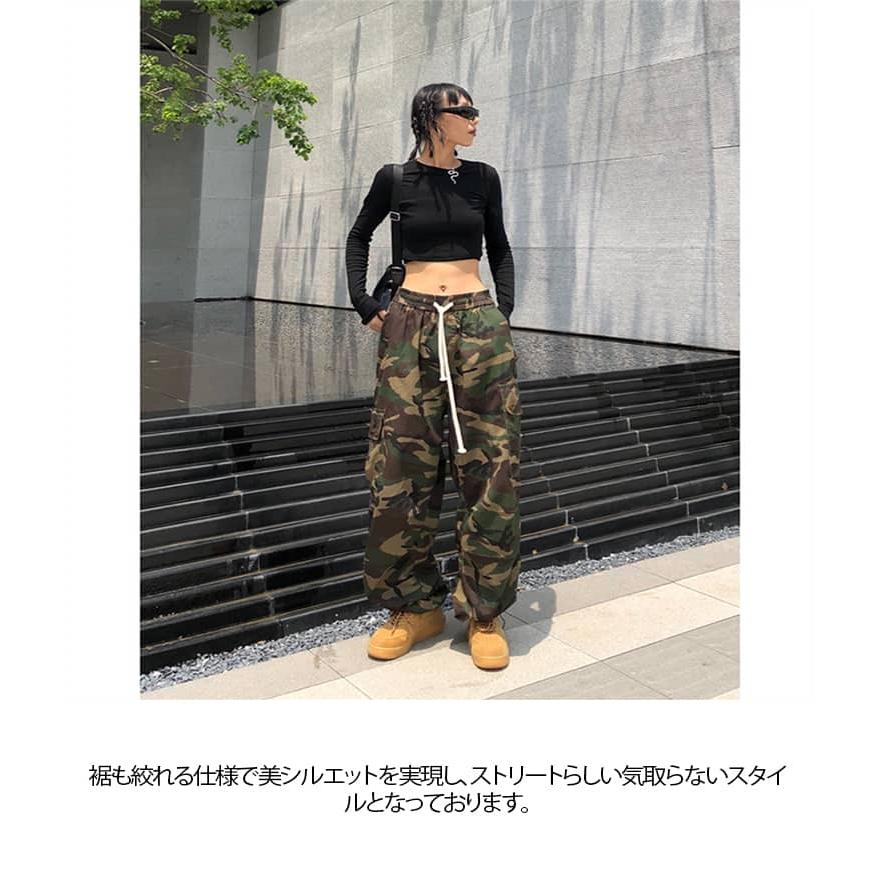 カーゴパンツ レディース 迷彩柄 ダンス衣装 カモフラ ロングパンツ
