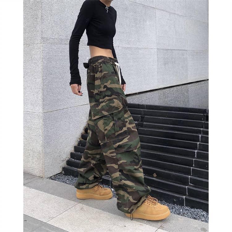カーゴパンツ レディース 迷彩柄 ダンス衣装 カモフラ ロングパンツ