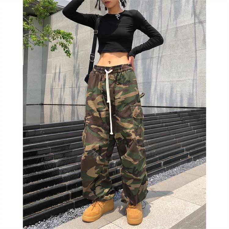 カーゴパンツ レディース 迷彩柄 ダンス衣装 カモフラ ロングパンツ
