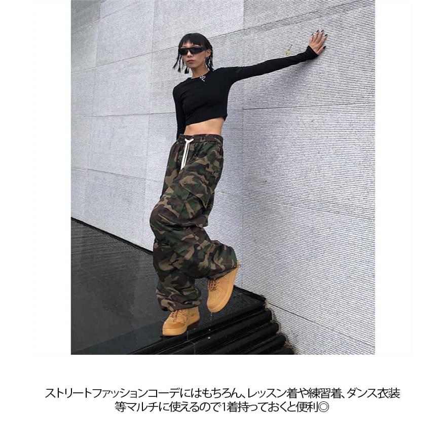 カーゴパンツ レディース 迷彩柄 ダンス衣装 カモフラ ロングパンツ