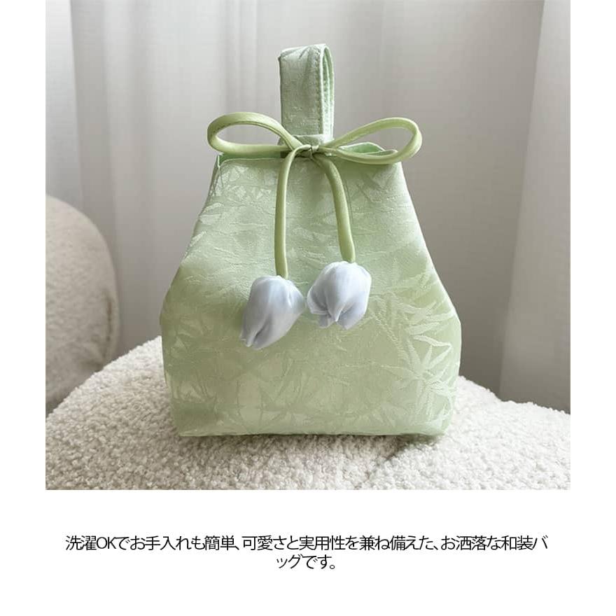 和装バッグ 花柄 チューリップ付き 持ち手付き 袴バッグ 手提げバッグ