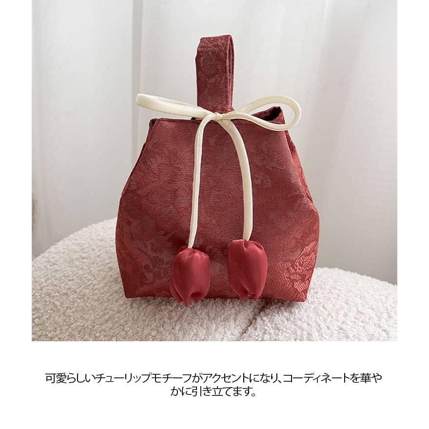 和装バッグ 花柄 チューリップ付き 持ち手付き 袴バッグ 手提げバッグ