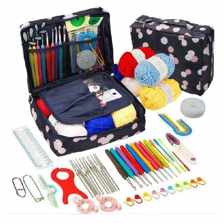 59点セット】 かぎ編み初心者キット 収納バッグ付き 59PCS 初心者向け