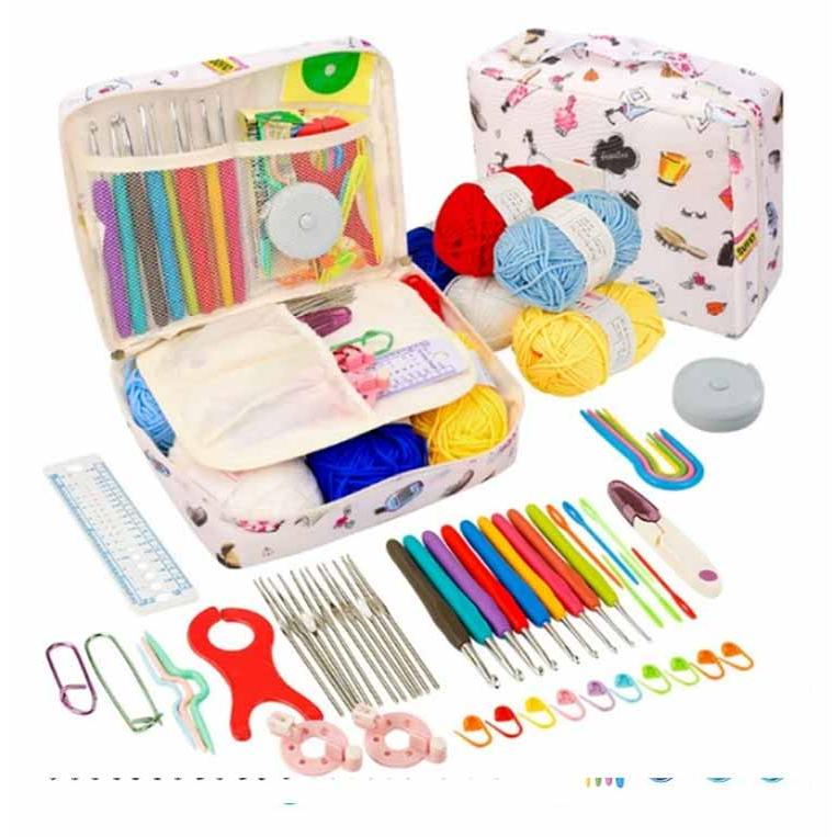 59点セット】 かぎ編み初心者キット 収納バッグ付き 59PCS 初心者向け