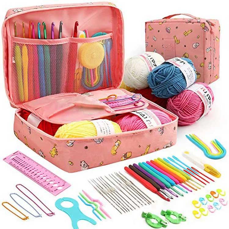 59点セット】 かぎ編み初心者キット 収納バッグ付き 59PCS 初心者向け
