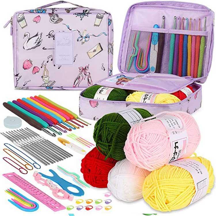 59点セット】 かぎ編み初心者キット 収納バッグ付き 59PCS 初心者向け