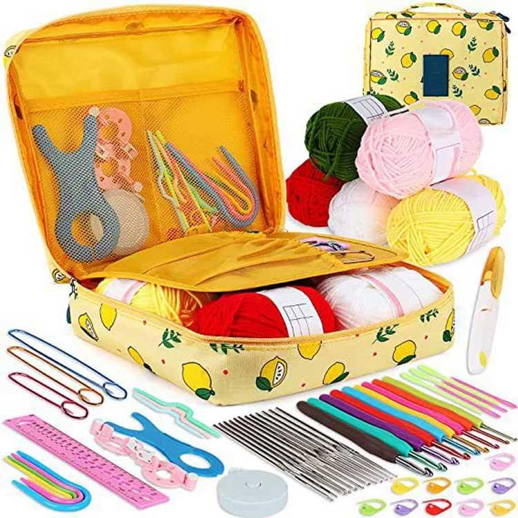 59点セット】 かぎ編み初心者キット 収納バッグ付き 59PCS 初心者向け