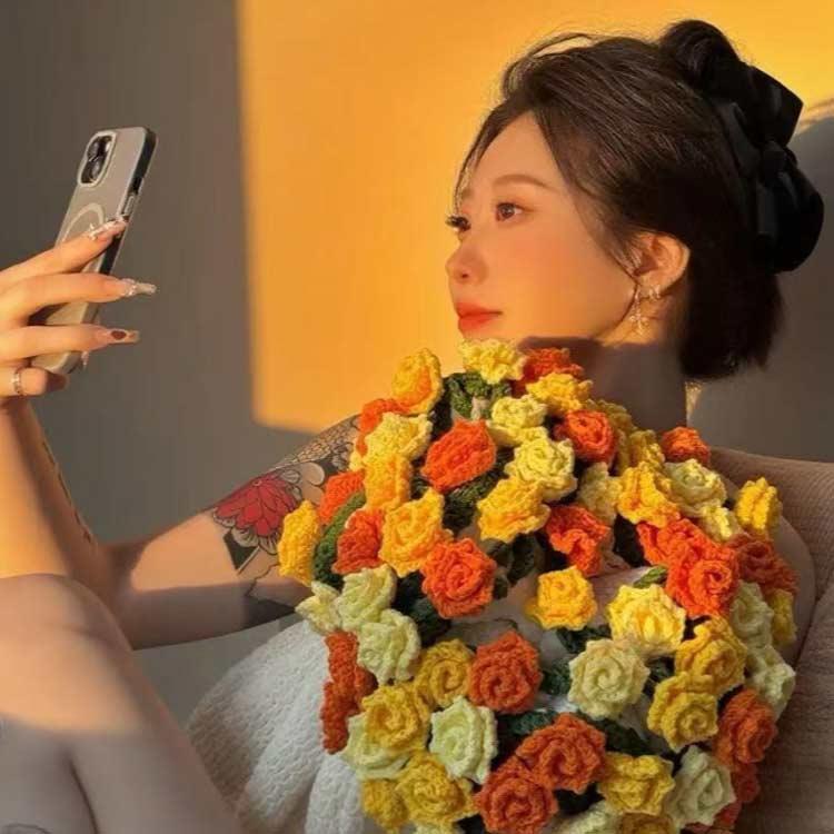 花束ブランケット ブーケブランケット 完成品 110cm ニット