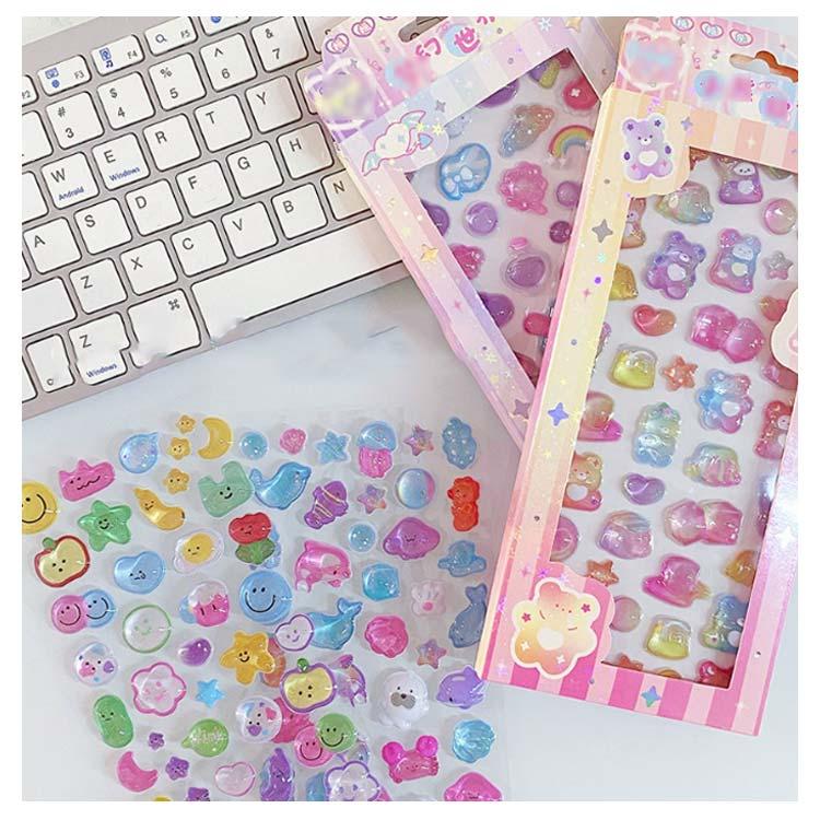 2枚セット シールシート ドロップシール カラフル 虹色 顔付き 花