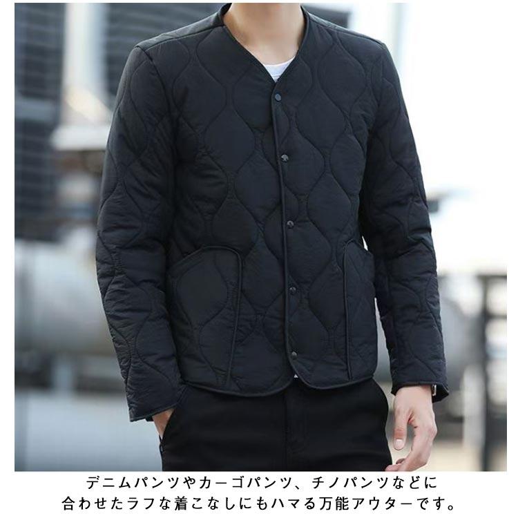 長袖 ライナージャケット キルティング ジャケット コート ノーカラー