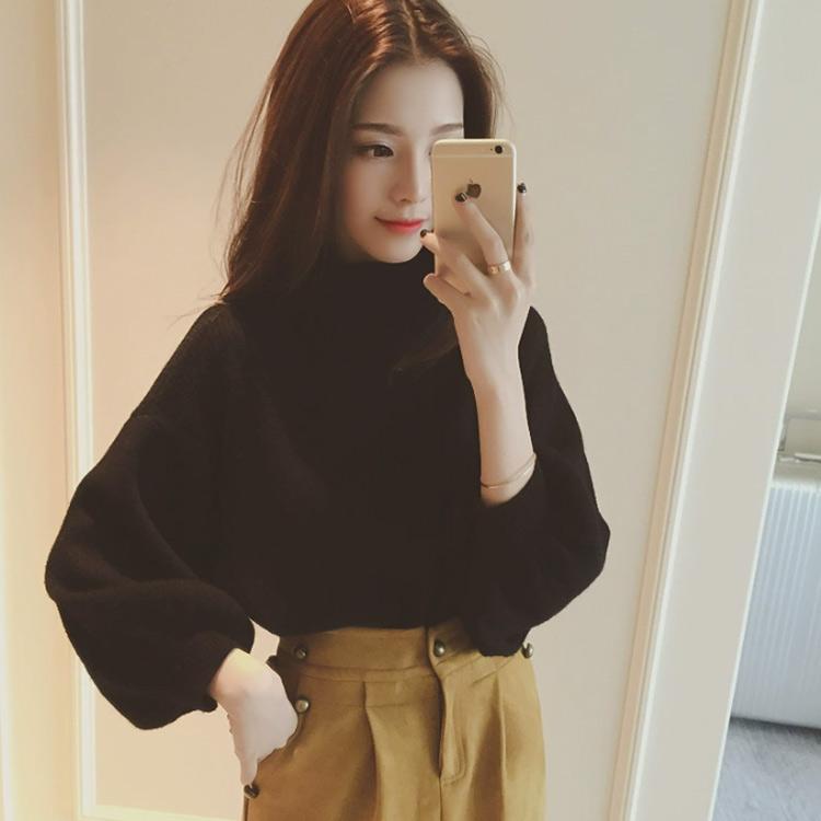 バルーン袖 ニット セーター ハイネック レディース ニットセーター