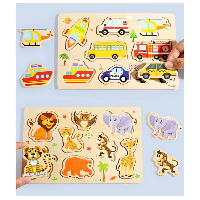 2個セット 木製パズル 型はめパズル 子供 知育玩具 木製 おもちゃ 3D