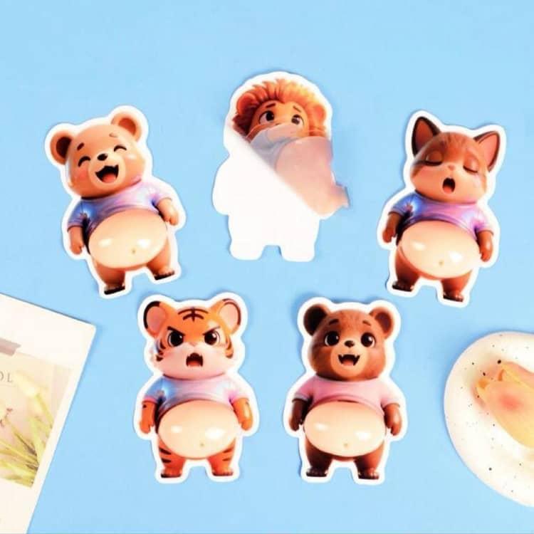 30枚セット】 犬 お腹 シール 3D おなかぷにぷにシール キャラクター