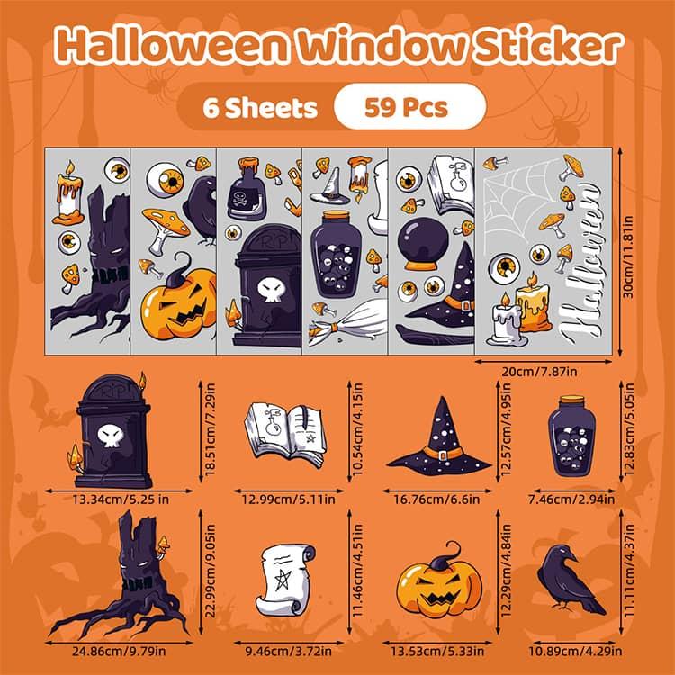ハロウィン ウィンドウステッカー 6枚セット 静電気 ステッカー