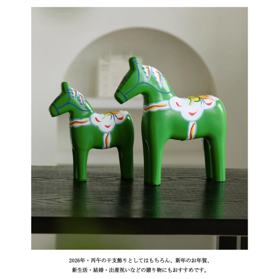 ダーラナホース 大小2個セット 馬 木製 オブジェ 2026年 干支 午