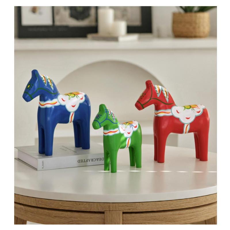 ダーラナホース 大小2個セット 馬 木製 オブジェ 2026年 干支 午