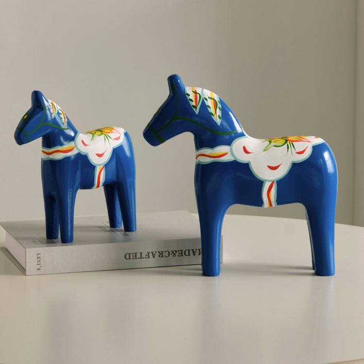 ダーラナホース 大小2個セット 馬 木製 オブジェ 2026年 干支 午