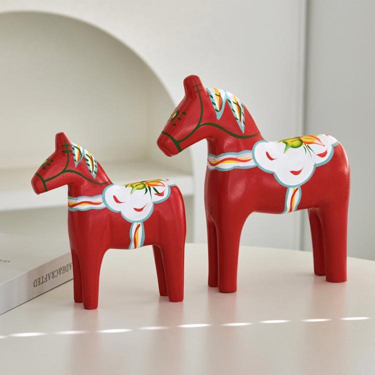 ダーラナホース 大小2個セット 馬 木製 オブジェ 2026年 干支 午