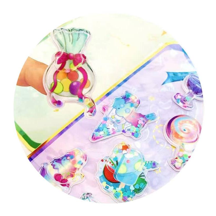 4枚セット ウォーターシール ぷっくり 水入り 3D 立体 シール アイス
