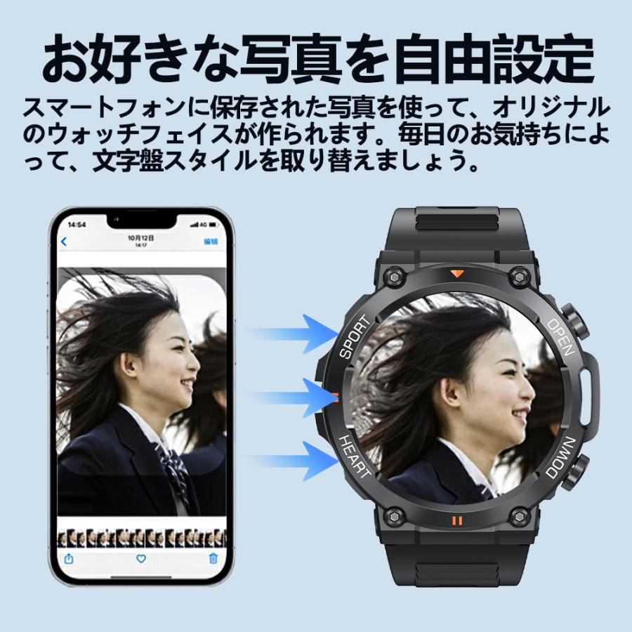 スマートウォッチ 軍用規格 日本製センサー 血中酸素 心拍数 睡眠検測 24時間健康管理 通話機能付き 着信通知 天気予報 IP68防水 メンズ レディース プレゼント｜sanaaa｜24