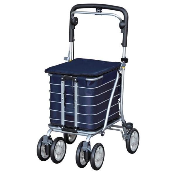 須恵廣工業 シルバーカー アルミワゴン MS NO135 座れるタイプ 説明書付 須恵廣工業 アルミワゴンMS No.135 シルバーカー 押し車 買い物 カゴ