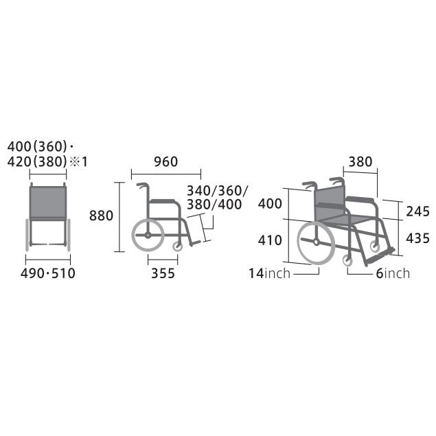 (ミキ) CRT-SG-6 介助式 車椅子 軽量 コンパクトタイプ ノーパンクタイヤ仕様｜sanai-kaigo2｜03