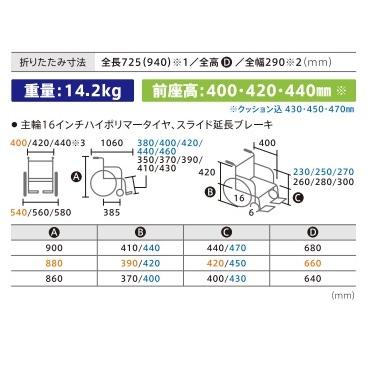 ミキ MEF-16 車椅子 介助式 モジュールタイプ(座幅調節可能