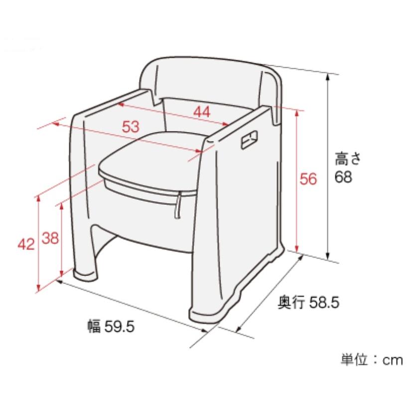 アロン化成 背付ポータブルトイレ 楽立AD 533-155 介護 高齢者用 病院 