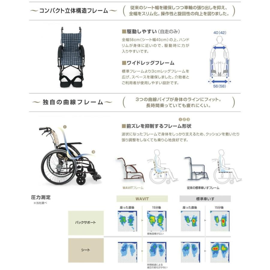 カワムラサイクル 標準型 車椅子 介助式 WAVIT ウェイビット WA16-40S