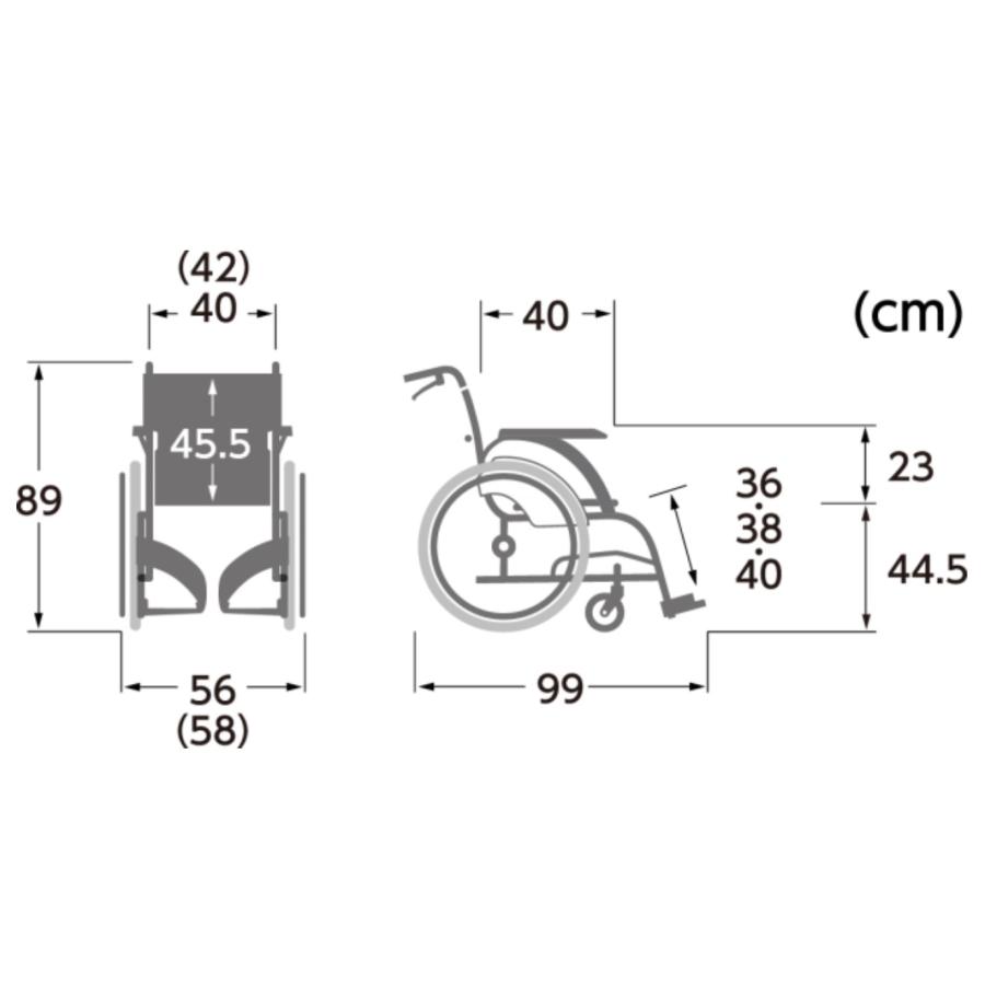 (カワムラサイクル) 標準型 車椅子 自走式 WAVIT ウェイビット WA22-40A WA22-42A エアタイヤ 折りたたみ おしゃれ｜sanai-kaigo2｜02