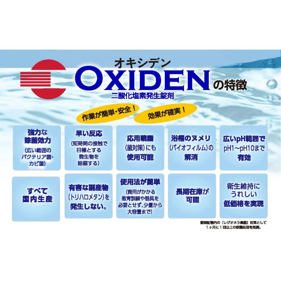 レジオネラ菌 配管洗浄対策 二酸化塩素錠剤 OXIDEN オキシデン 10個入 除菌 業務用 配管洗浄剤 爆買_1