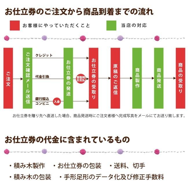 カタログギフト 出産祝い お仕立券 【12ピース+お月様】全ピース名入れ積み木＋手形足形彫刻 やり直し可能な手形足形キット付 赤ちゃん メモリアルギフト｜sanasana｜07