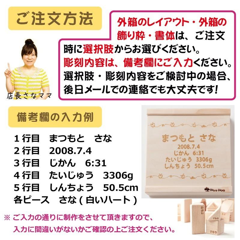 出産祝い 名入れ 積み木 38ピース全部に名入れ 1歳 誕生日 ギフト 名前入り プレゼント 4cm基尺 無塗装 日本製 名入れ彫刻 サナサナ_12