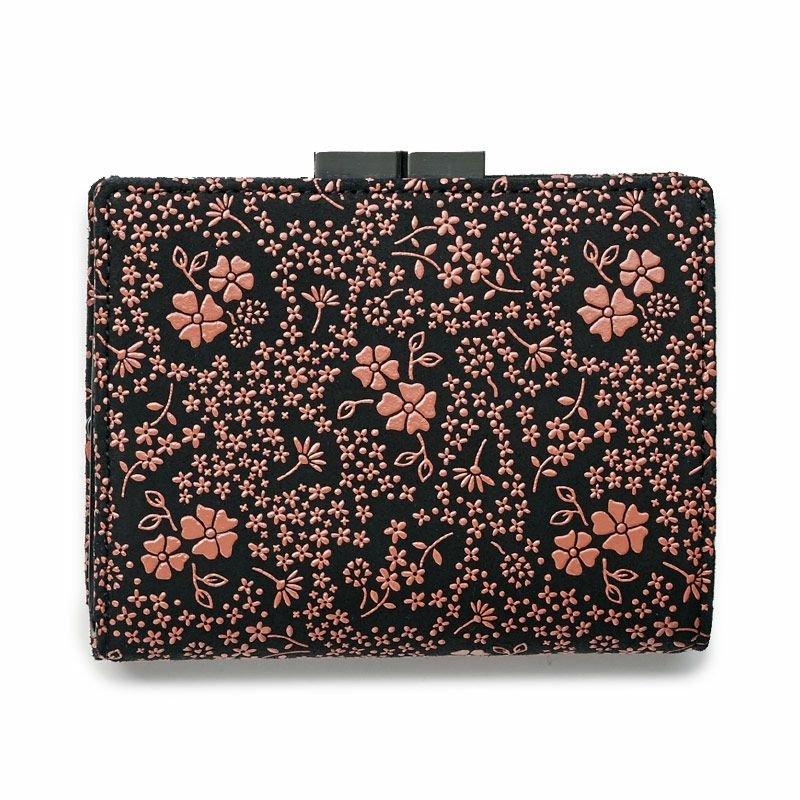 印傳屋 1604】甲州印伝 本革 がま口小銭入れ付き 二つ折り財布