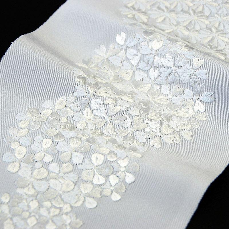 花まり 刺繍半衿 / 正絹・塩瀬 袷用 白地×白 半襟 : さんび公式