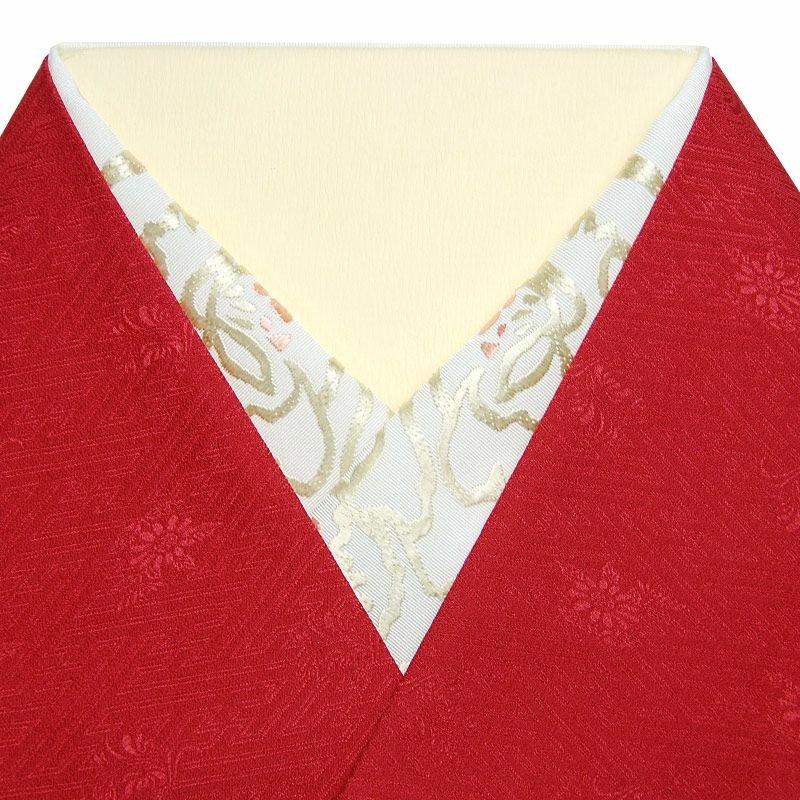 牡丹 手刺繍半衿 / 正絹・塩瀬 袷用 白地×金糸 半襟 : さんび公式 