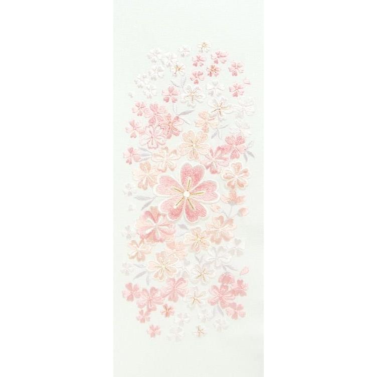 大小桜ちらし 刺繍半衿 / 正絹・塩瀬 白地×薄ピンク 半襟 : さんび公式