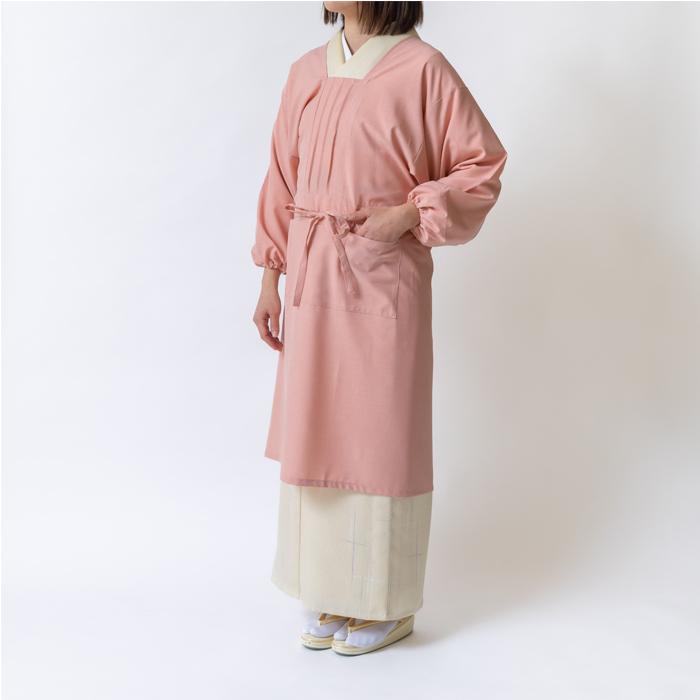 割烹着 No.701C 【ピンク】 着物用割烹着 着物用エプロン ゆったり袖