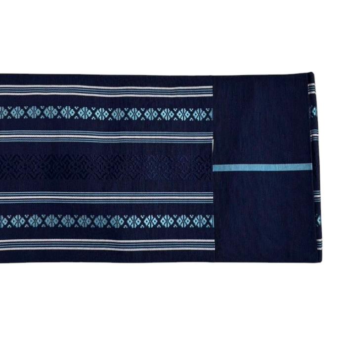 博多織半幅帯 古今 献上柄 ≪ネイビー×ミズイロ≫ 正絹 日本製 : さん