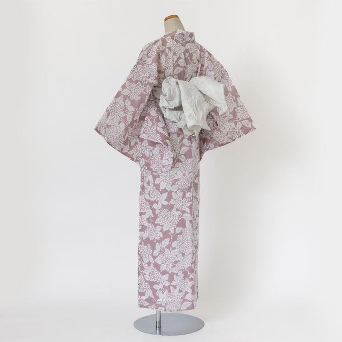 ゆかた 古今 紫陽花 （ピンク） 綿 桃色 仕立て上がり 日本製
