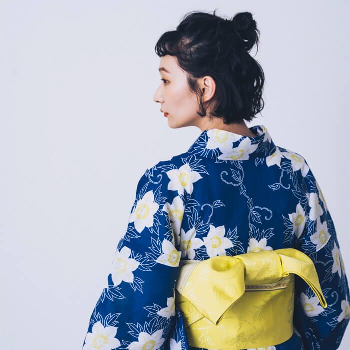 kifkif×古今 浴衣 鉄線 （瑠璃色） 仕立て上がり 日本製 : さんび公式