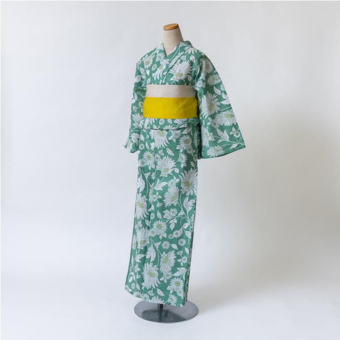 ひまわり柄 浴衣 緑色帯 ゆかた館グレース　【新品未使用】 楽天市場】【utatane×注染工房 日本製小幅生地使用 浴衣3点
