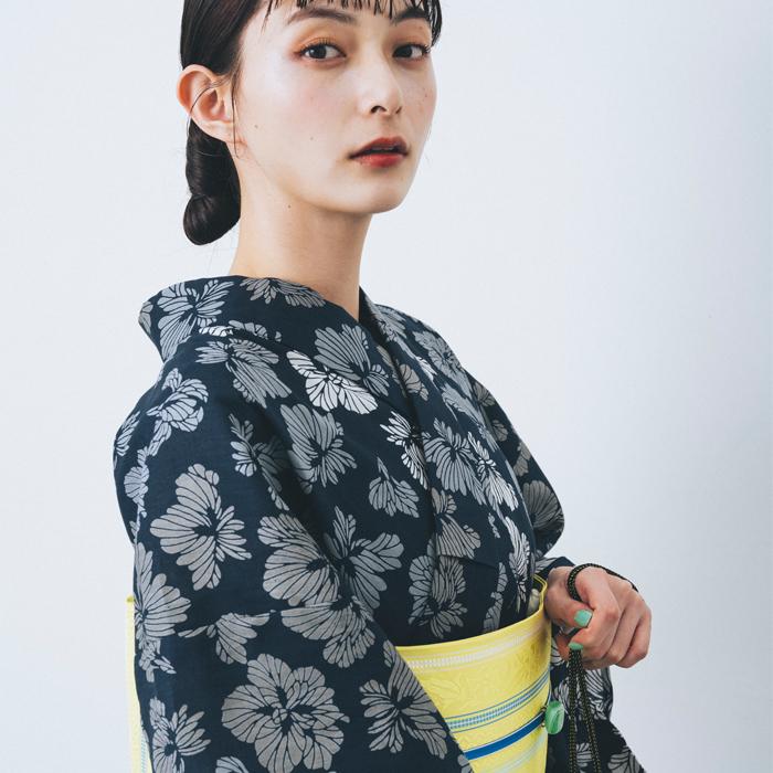 kifkif×古今 浴衣 菖蒲 アヤメ （鉄紺） 仕立て上がり 日本製 : さんび