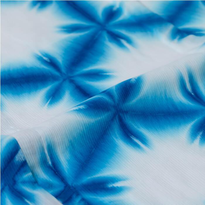 最終値下しました!!!雪花柄綿絽絞 青×白の花柄 浴衣単品 最終値下しました!!!雪花柄綿絽絞 青×白の花