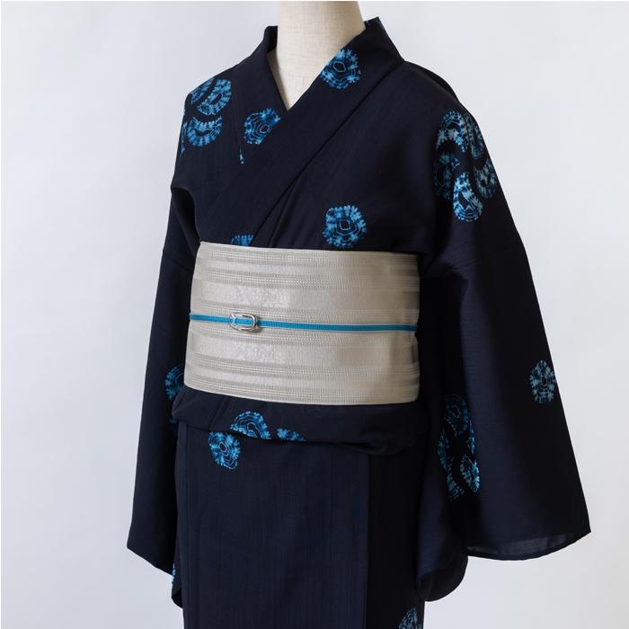 ゆかた 古今 東レセオα梅絞り （紺） 東レセオα ネイビー 仕立て
