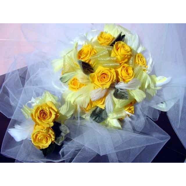 プリザーブドフラワーのウェディングブーケブーケ＆ブートニア : 花と