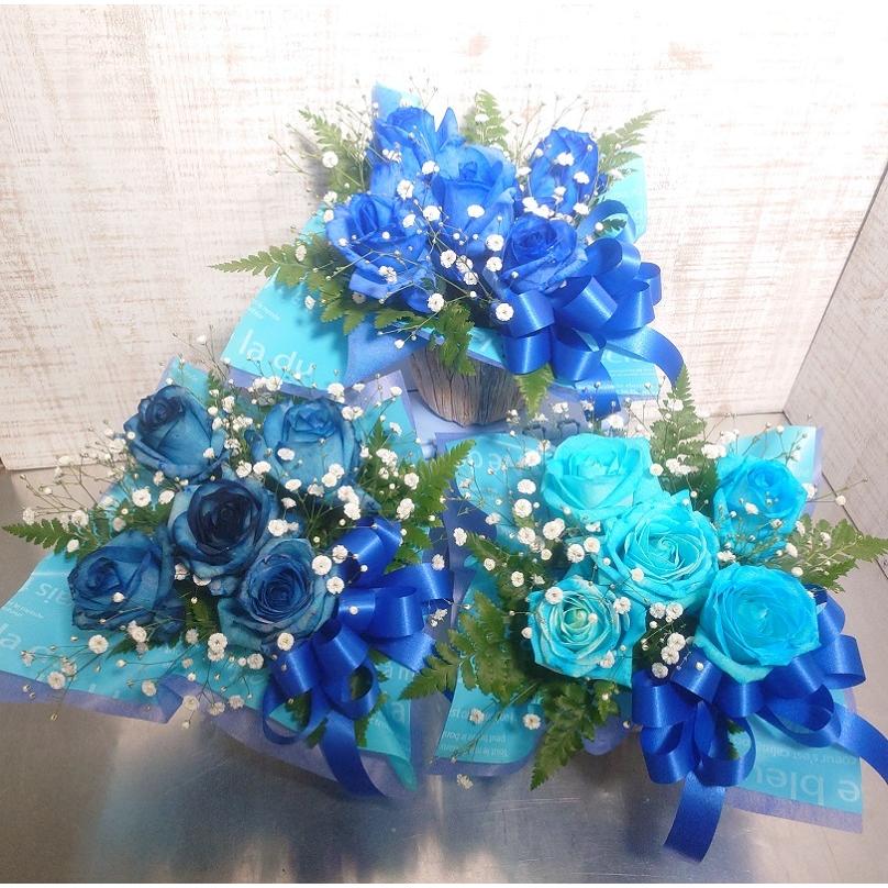 青いバラの造花アレンジメント 青いバラのミニアレンジメント | バラ・生花,青いバラ,フラワー