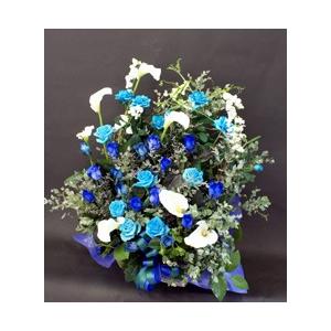 青いバラ”&グリーン【パラレルタイプ】生花　青薔薇　アレンジメント　花　珍しい花　プレゼント　開店祝い　御祝　告白_1
